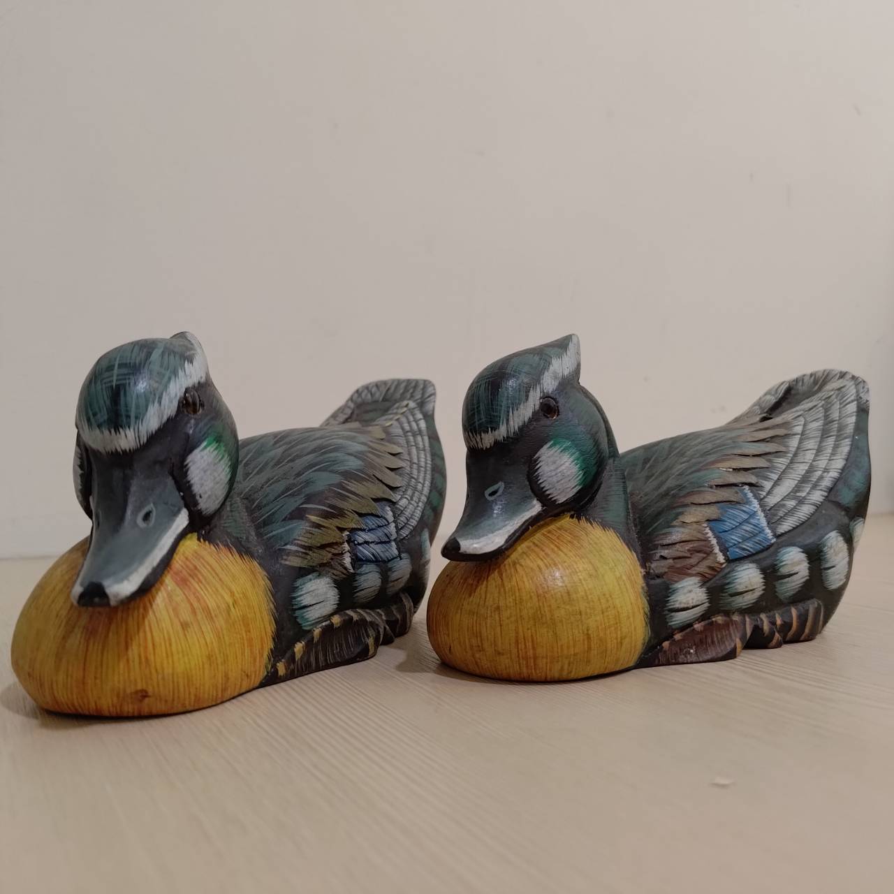 Large handmade and hand-painted wooden ducks